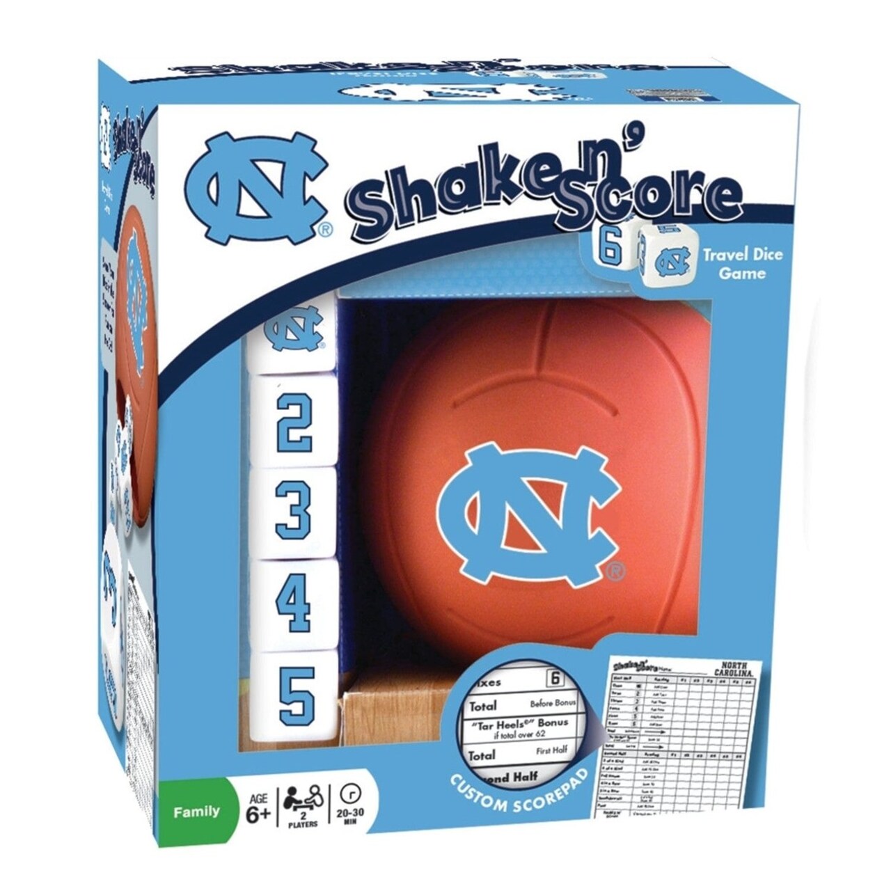 Unc Tar Heels Shake N Score Dice Game Collectible Travel Game For Fans